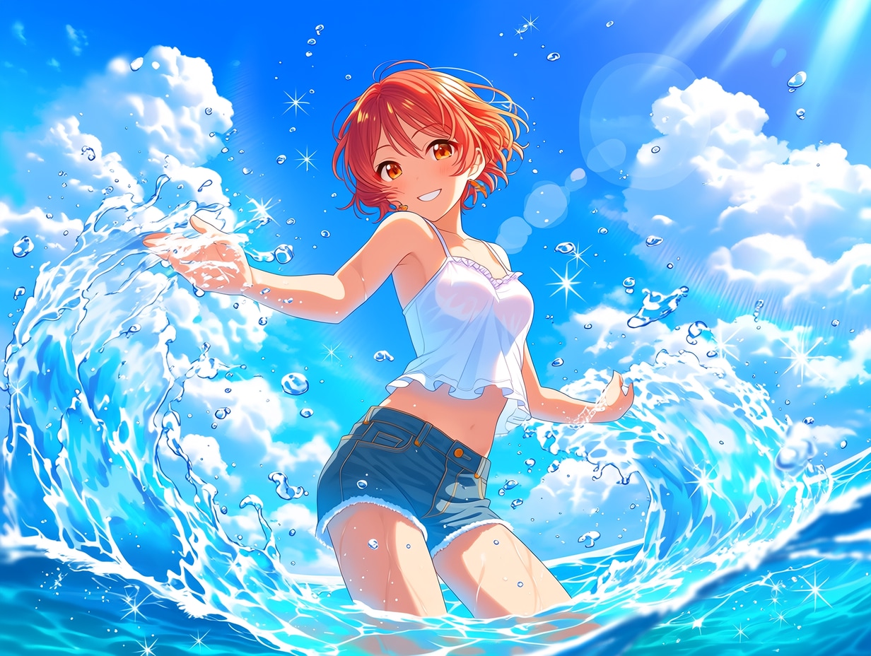 爽やか赤髪金眼ショート（２）niji7 | の人気AIイラスト・グラビア