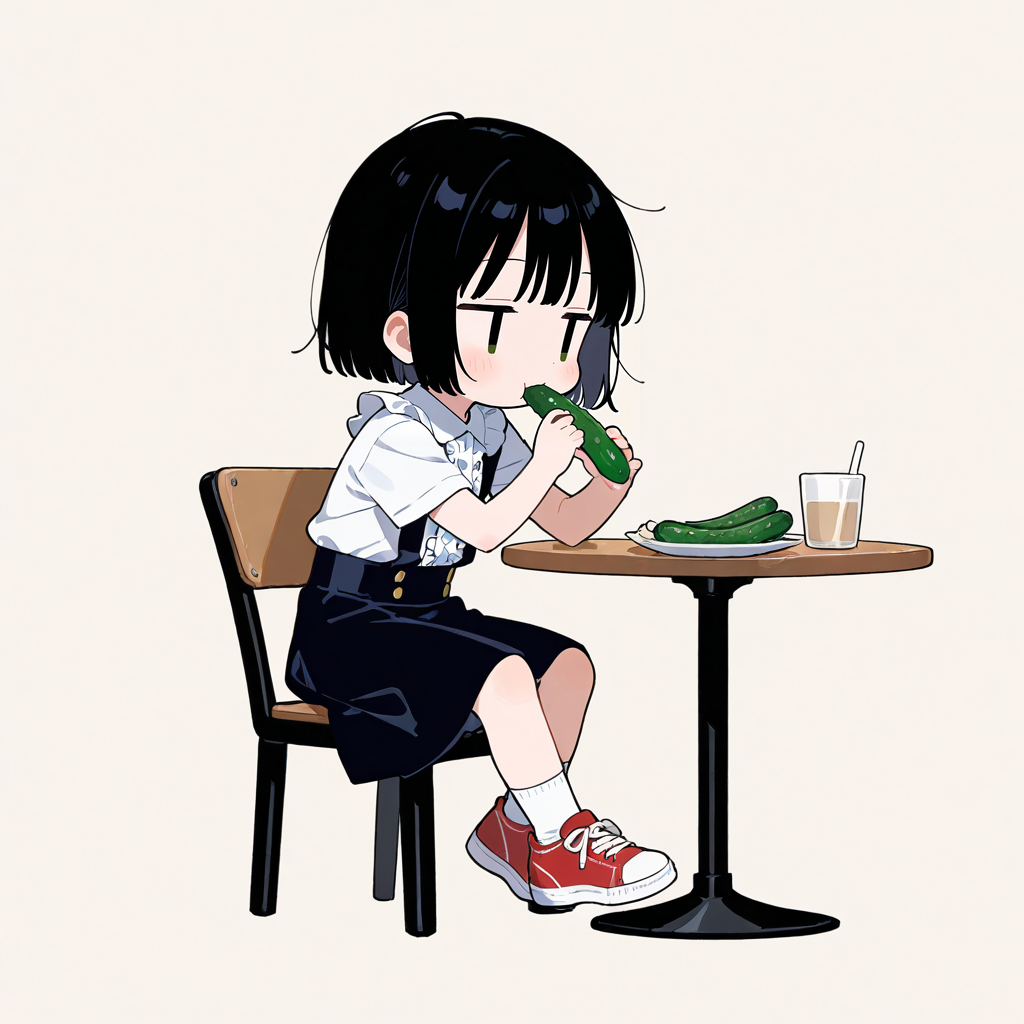 キュウリを食べる
