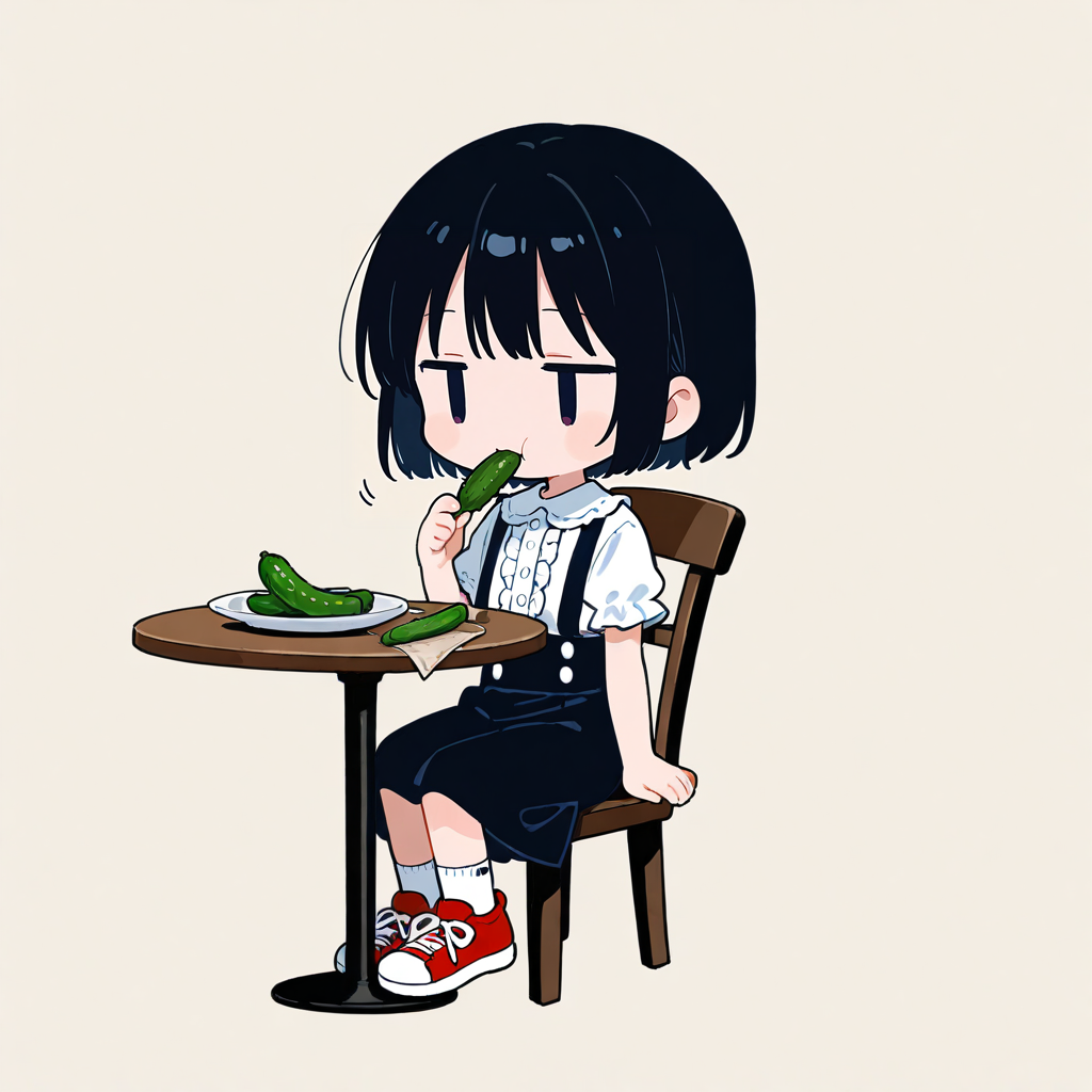 キュウリを食べる