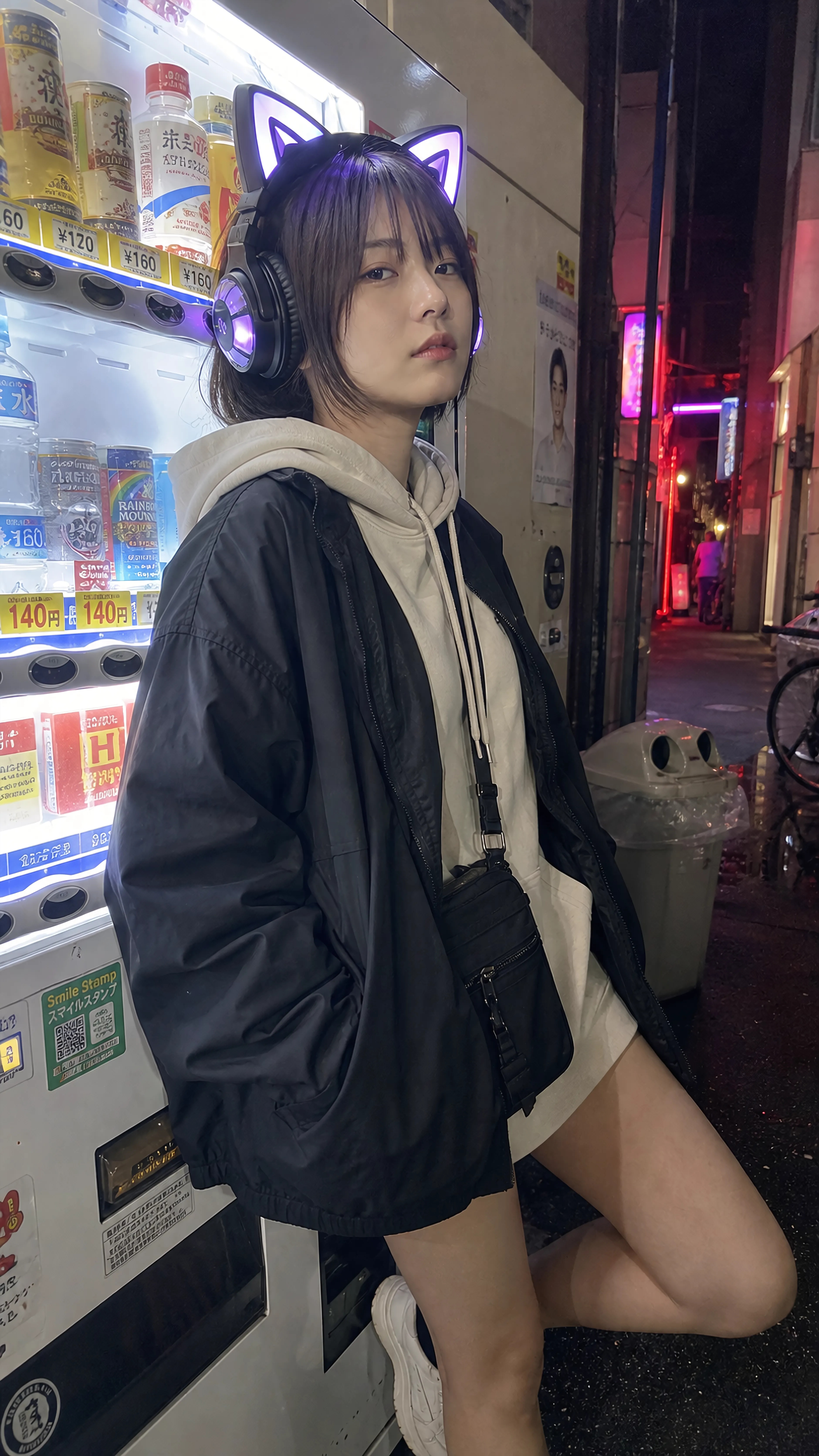 Neon Purr in the Alleyway