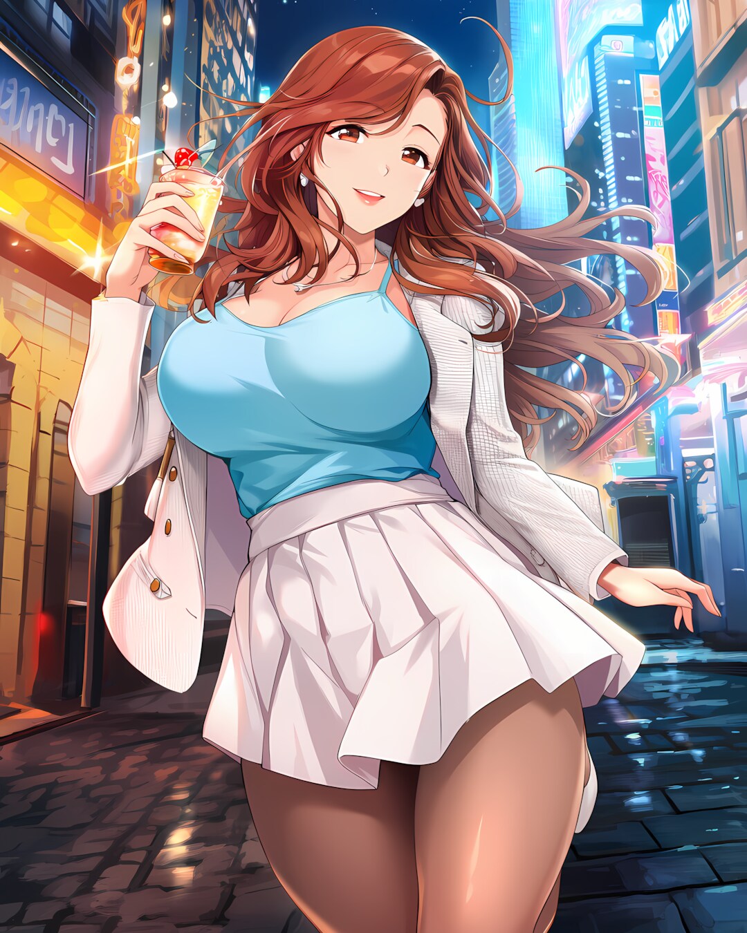✨土曜の夜を満喫🌃夜景に映える美脚ギャル
