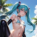 初音ミクです。027_ビキニで公園_『…わかったわよ。』（イラスト風） 10枚目
