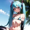 初音ミクです。027_ビキニで公園_『…わかったわよ。』（イラスト風） 8枚目