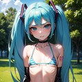 初音ミクです。027_ビキニで公園_『…わかったわよ。』（イラスト風） 5枚目