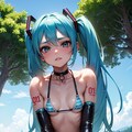 初音ミクです。027_ビキニで公園_『…わかったわよ。』（イラスト風） 2枚目