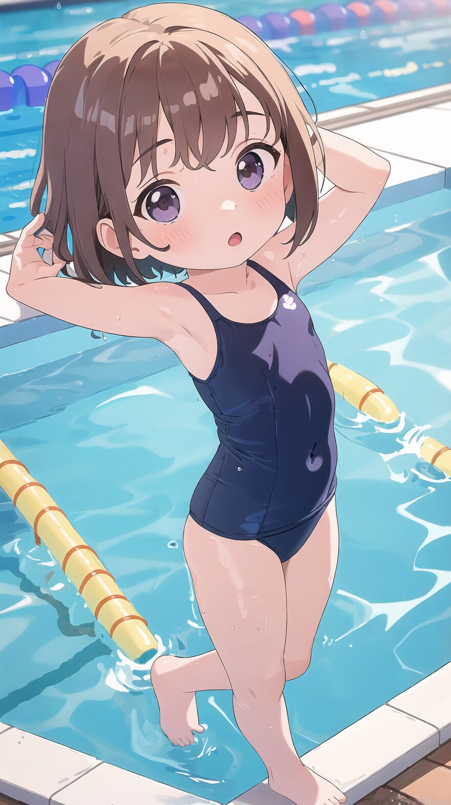 娘がプールに落ちる一秒前