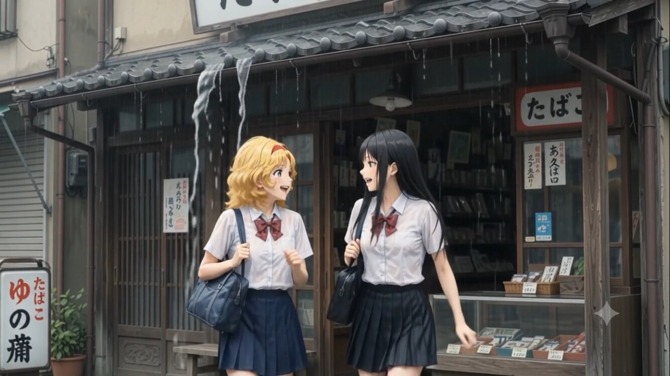 下校中の通り雨♡セーラー服2 | の人気AIイラスト・グラビア
