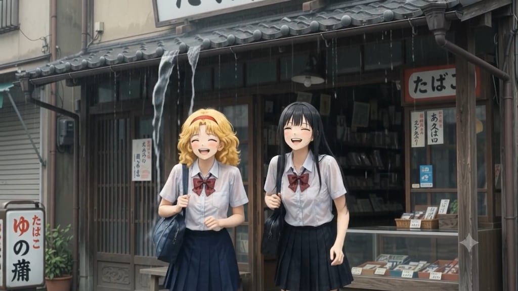 下校中の通り雨♡セーラー服2