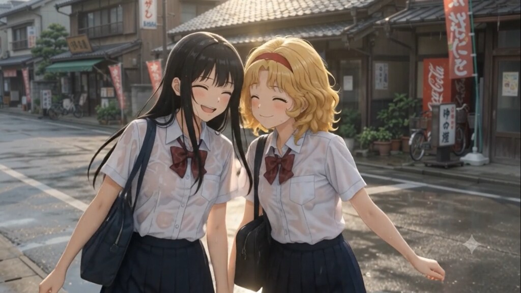 下校中の通り雨♡セーラー服2