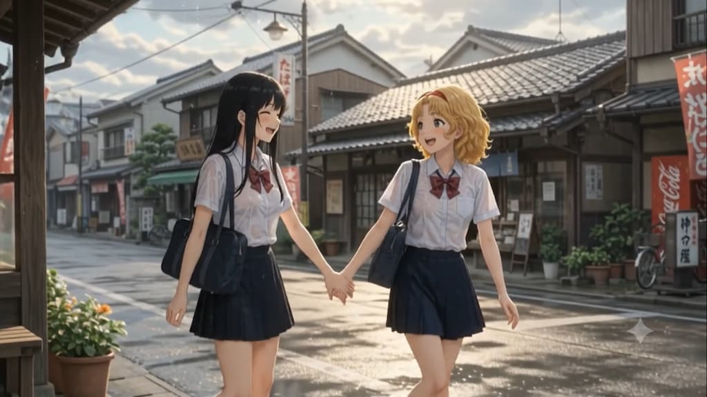 下校中の通り雨♡セーラー服2