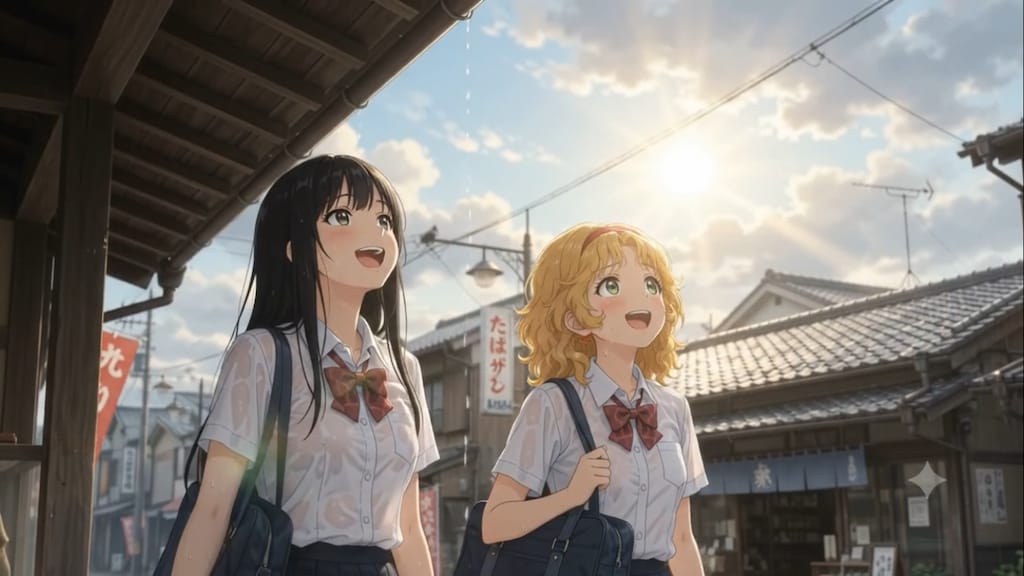 下校中の通り雨♡セーラー服2