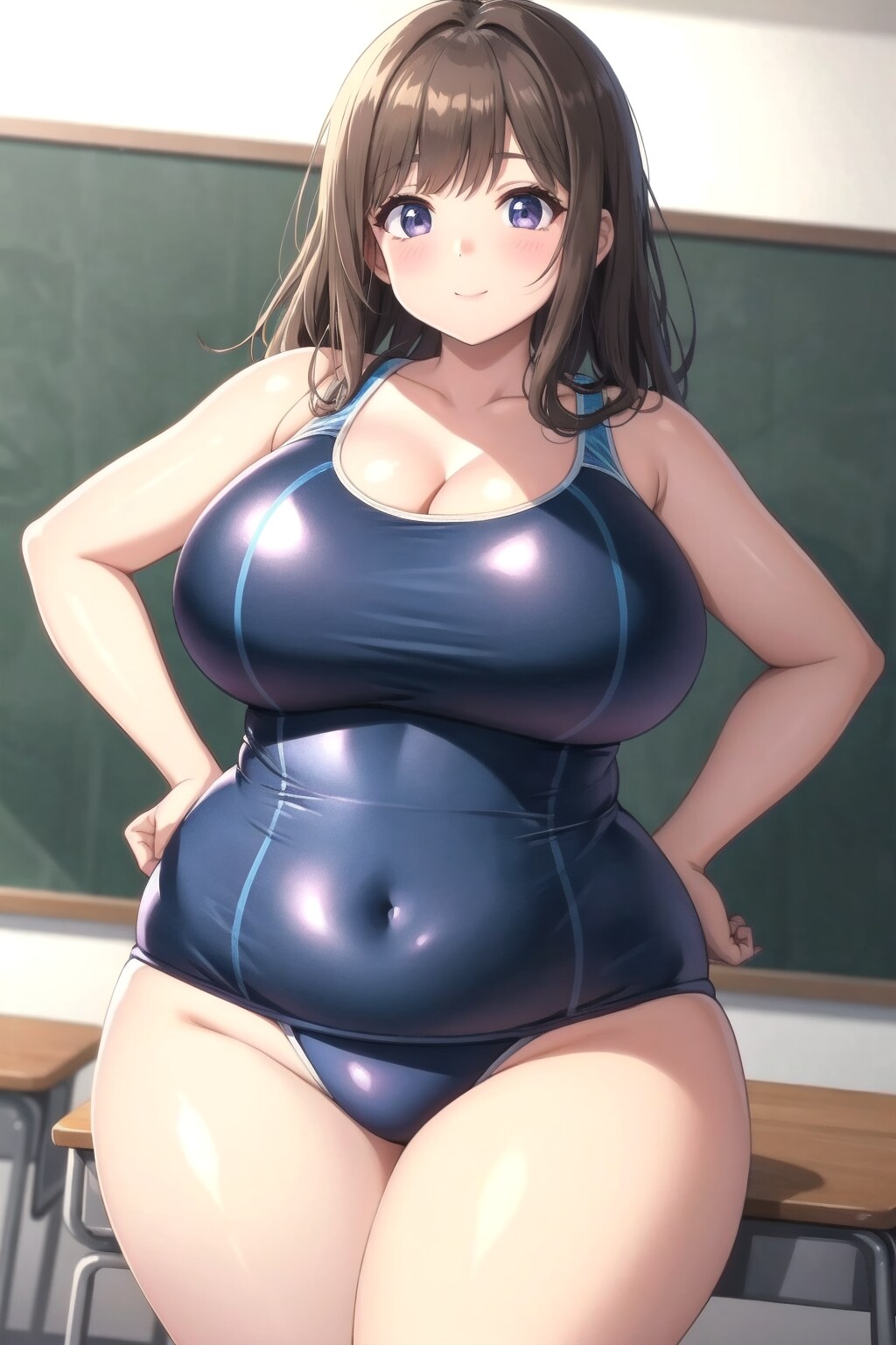 モデルポーズをする肉感女子