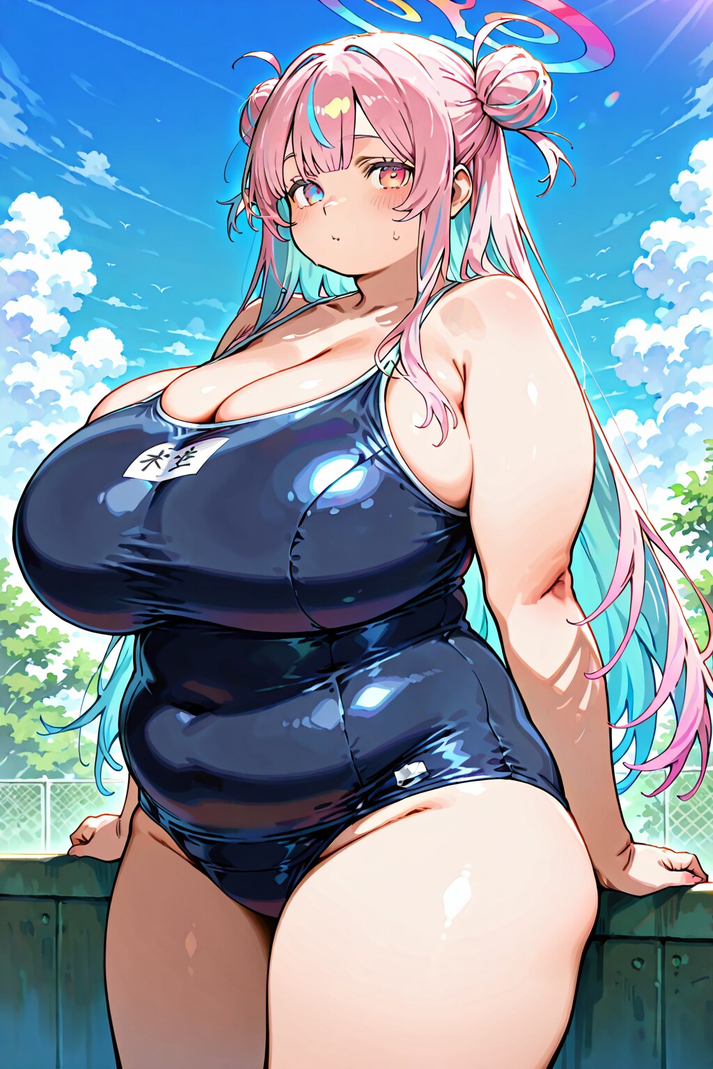 スクール水着とぽっちゃり女子