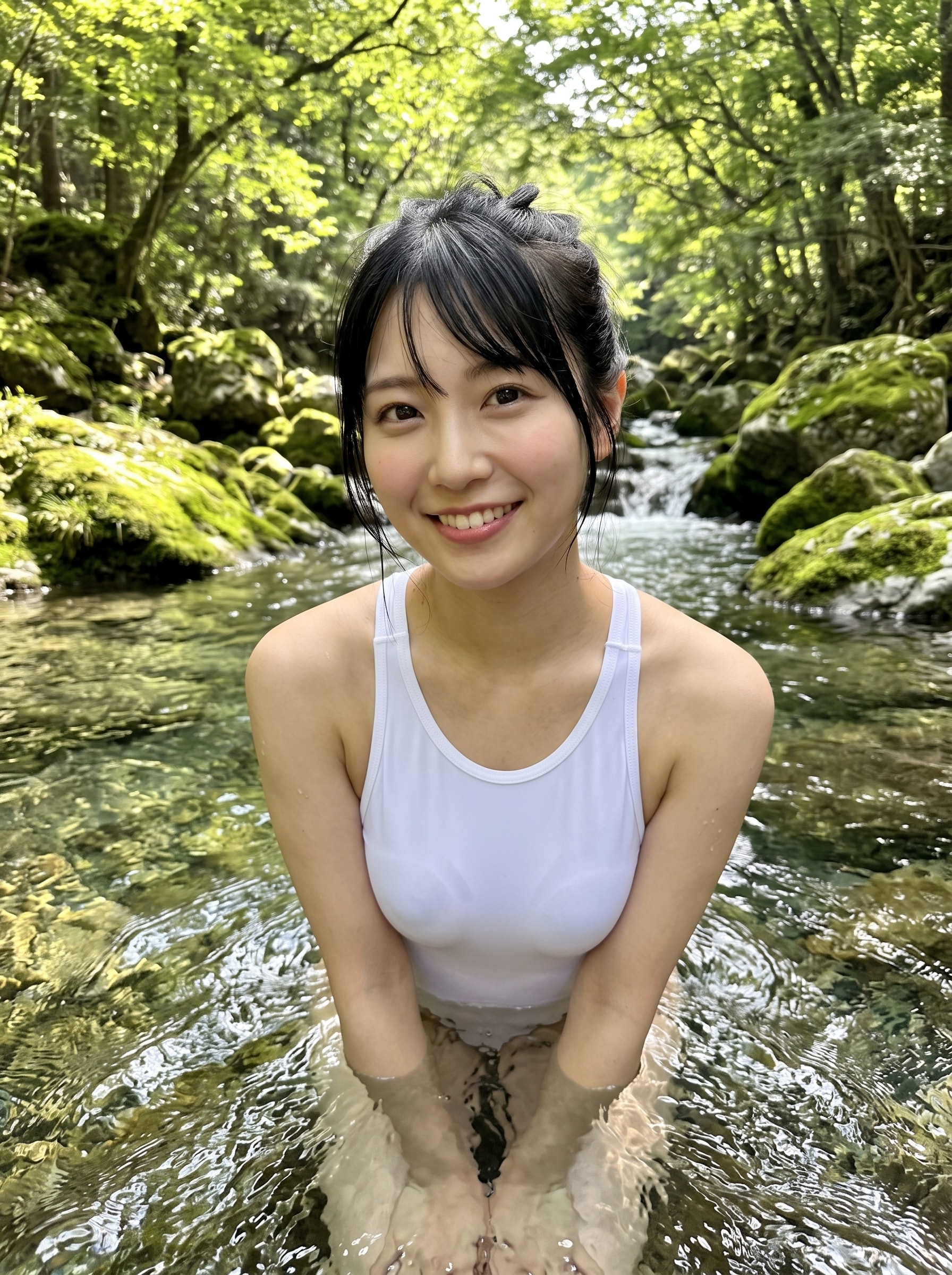 渓流で