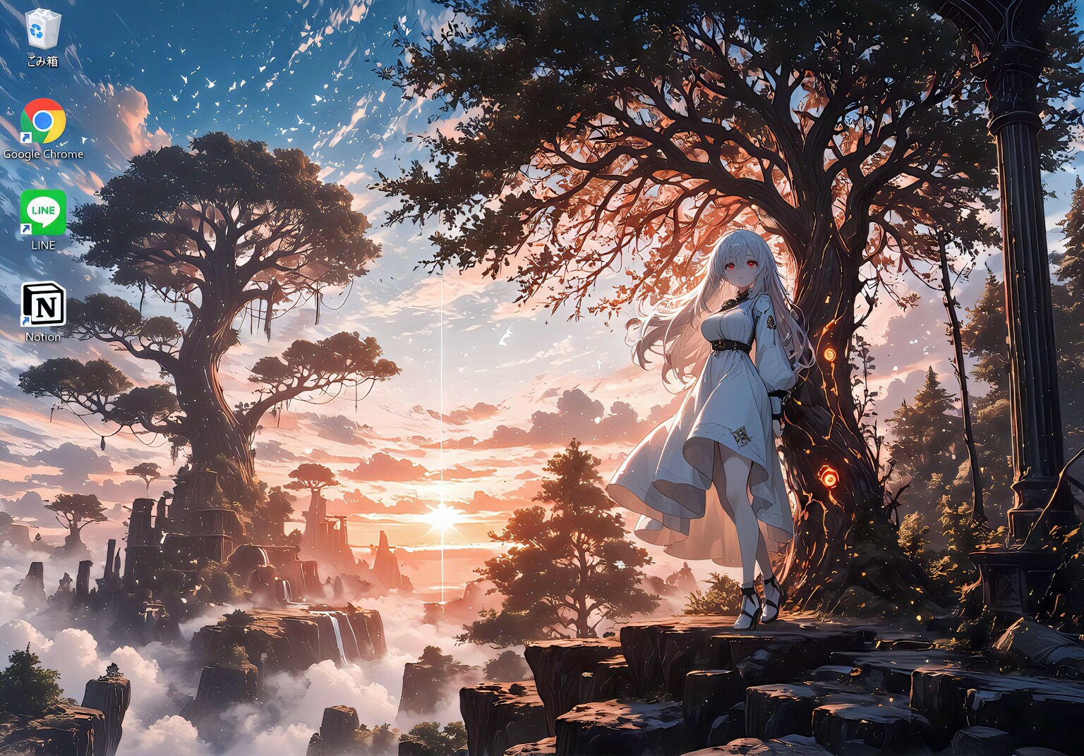 雲海の黄昏（PC壁紙）