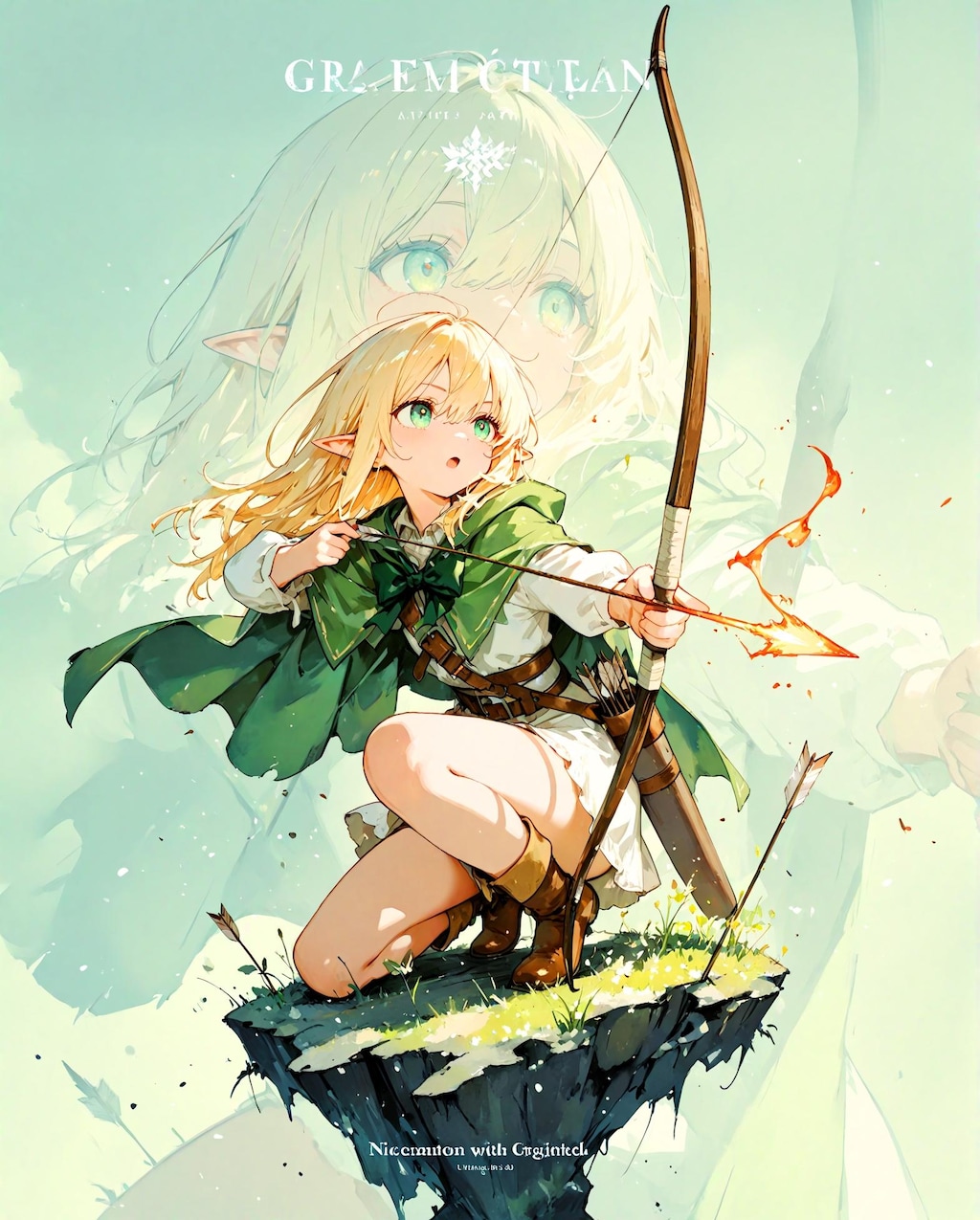 ポスター風エルフ少女