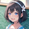 黒板に絵を描いた小さな女の子 4枚目