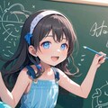 黒板に絵を描いた小さな女の子 3枚目