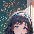 黒板に絵を描いた小さな女の子 2枚目