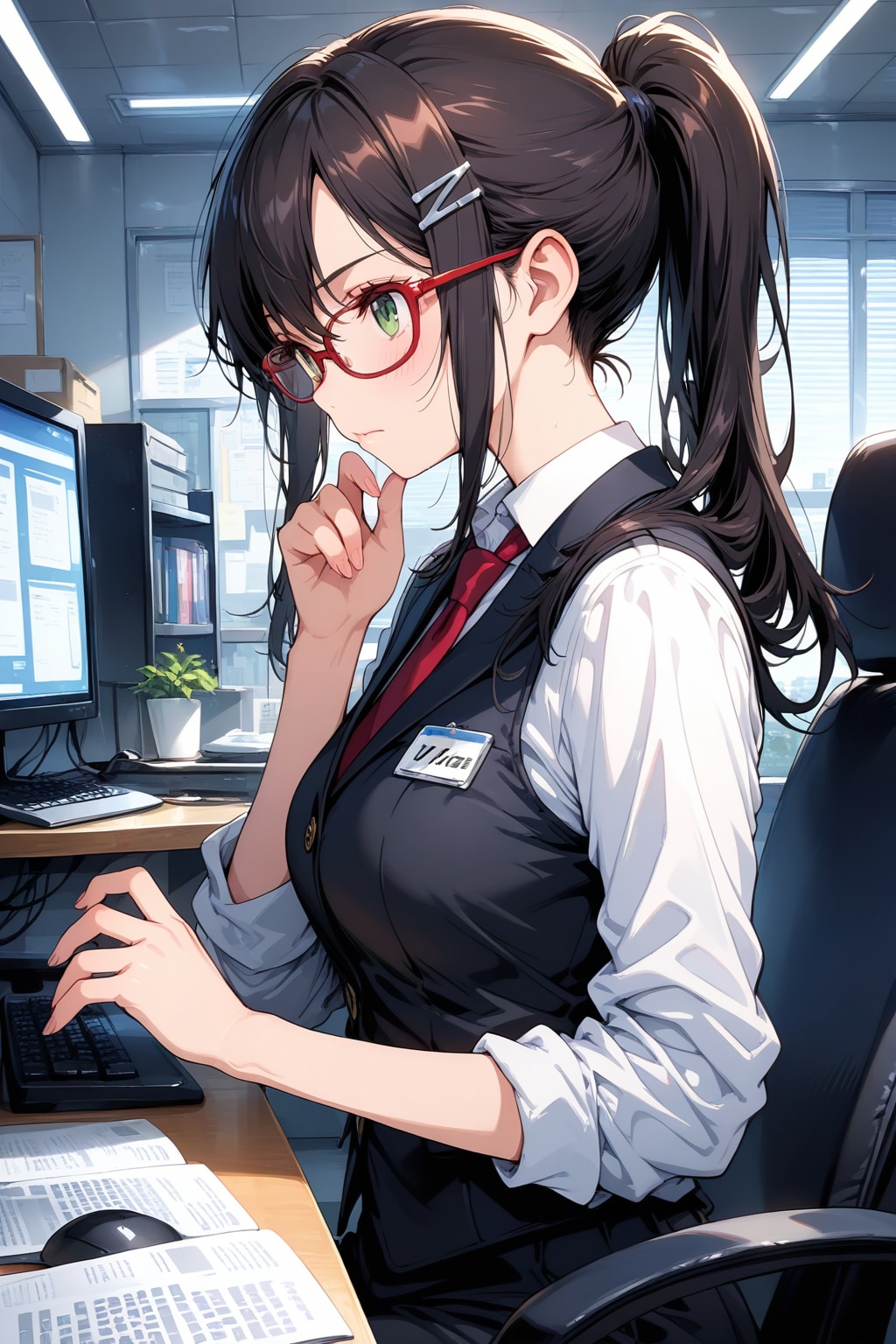 作業中の後輩