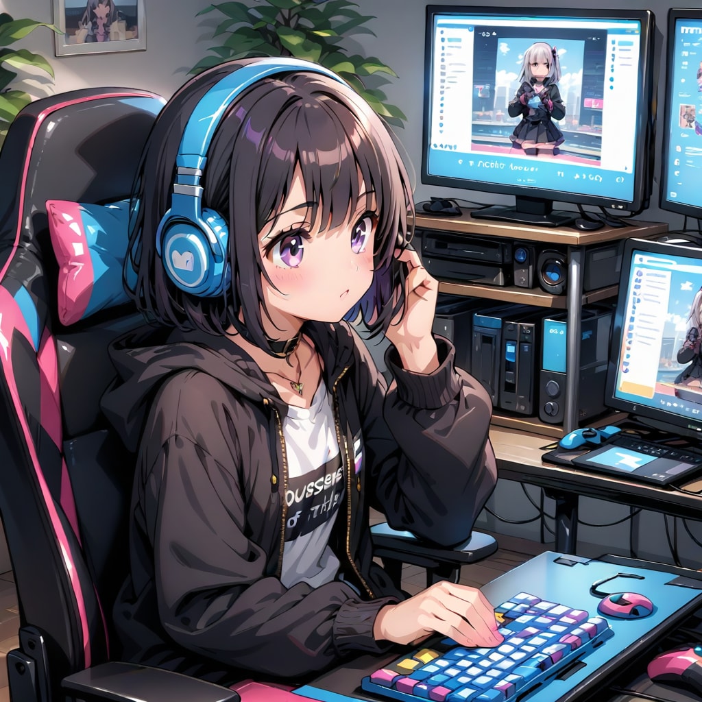 PCゲームを遊ぶ男の娘
