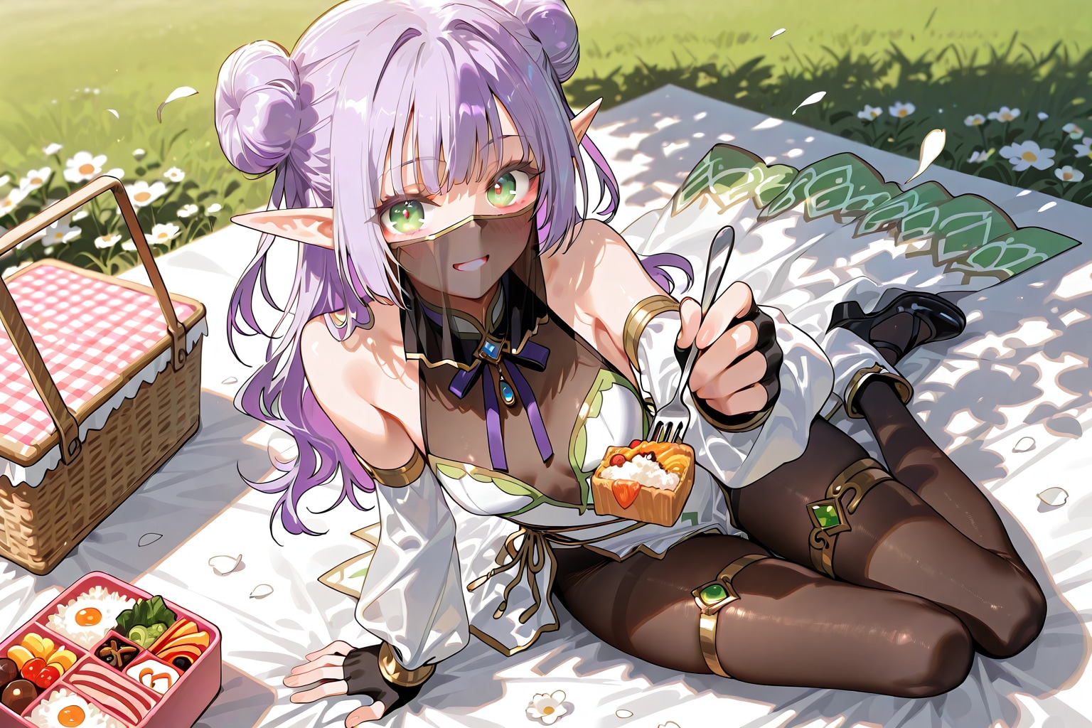 エルフなLILACちゃんとピクニック。※別衣装ver | の人気AIイラスト・グラビア