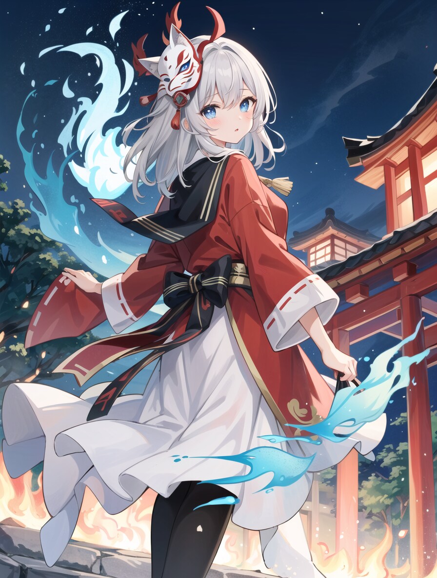 夜の神社にて