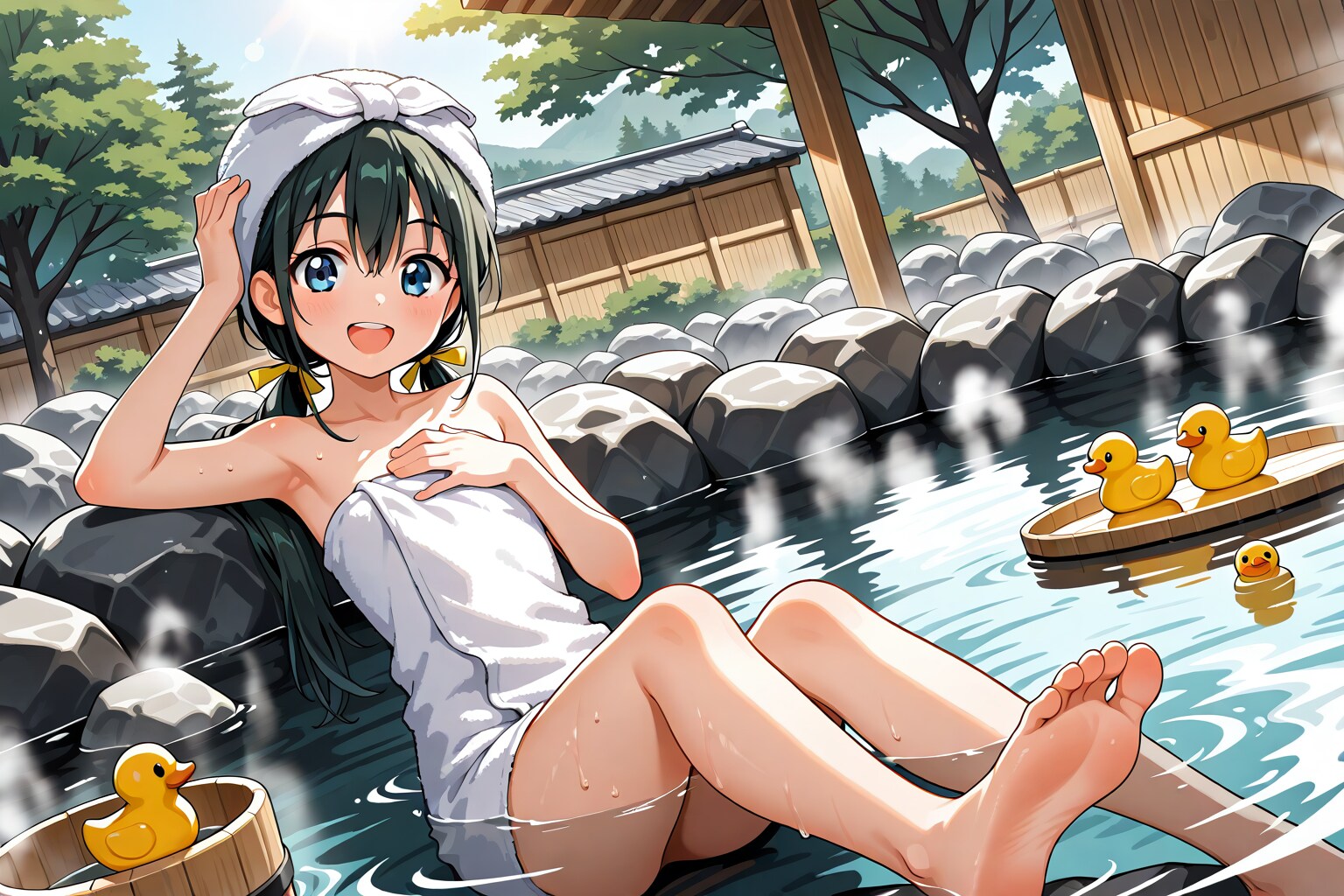 純真ちっぱい(JC)ちゃんと露天風呂