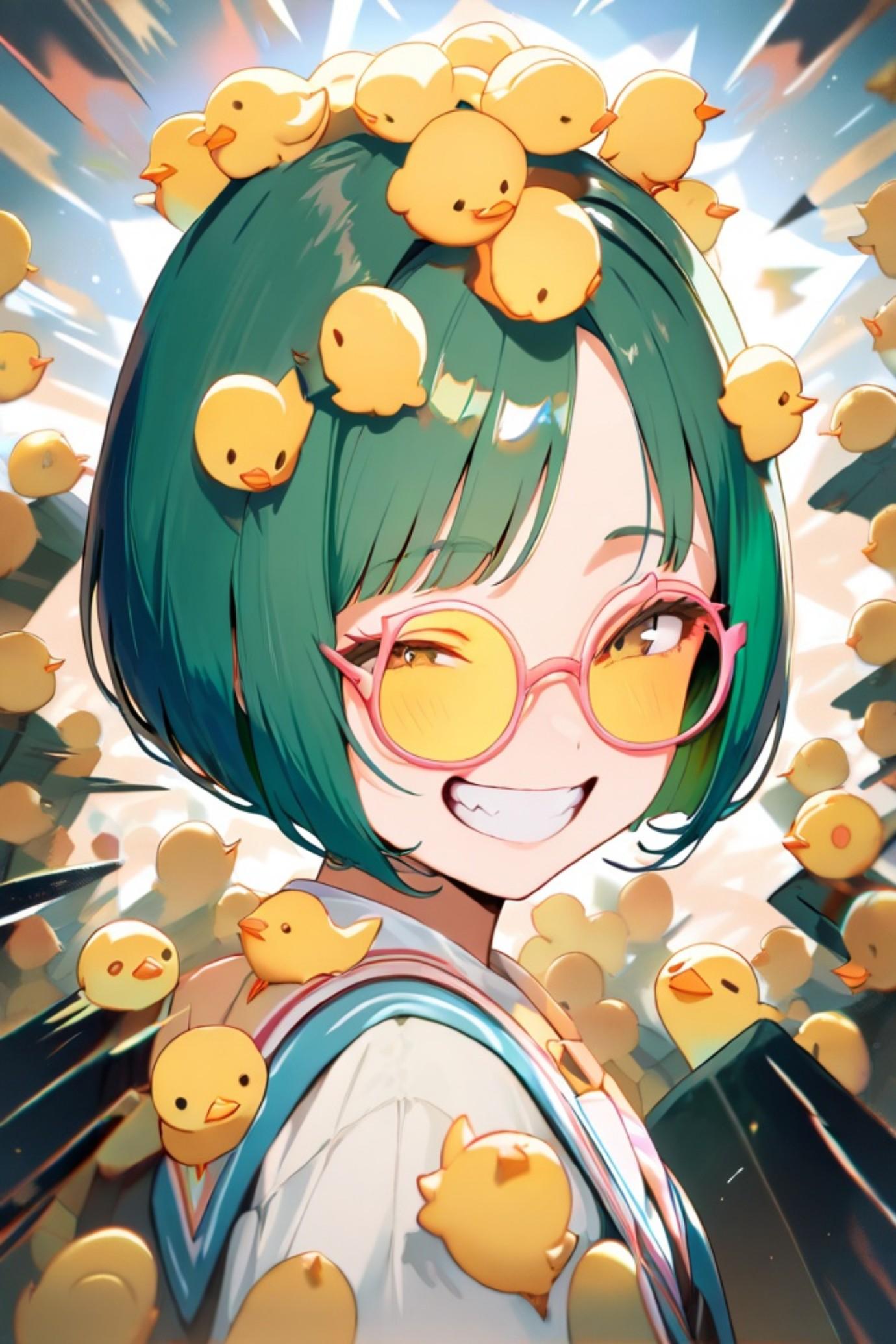 緑髪の眼鏡ちゃん | の人気AIイラスト・グラビア