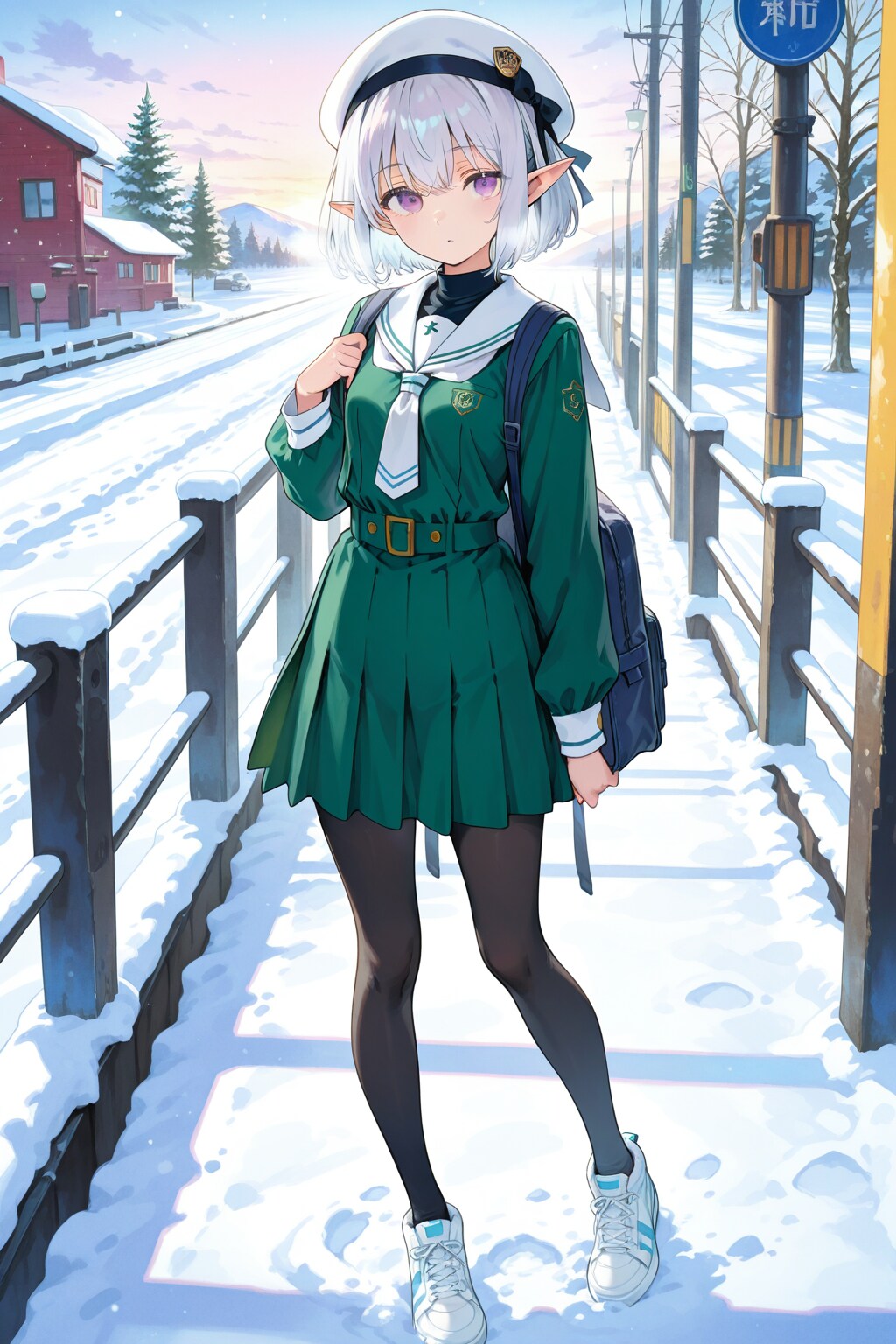 雪の通学路 | の人気AIイラスト・グラビア