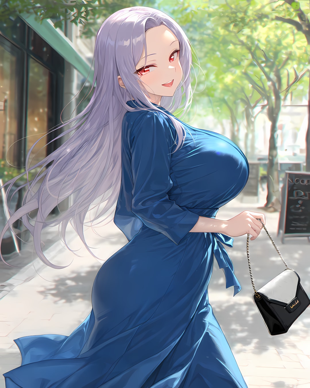 🍃木漏れ日を歩くミレナさん…ロイヤルブルードレスの休日散歩✨