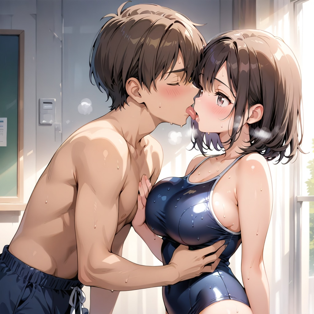 スク水美少女　ベロチュー