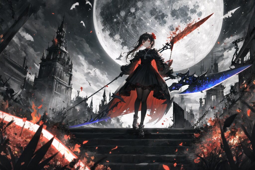 #06 コウモリと月 背景コレクション50チャレンジ