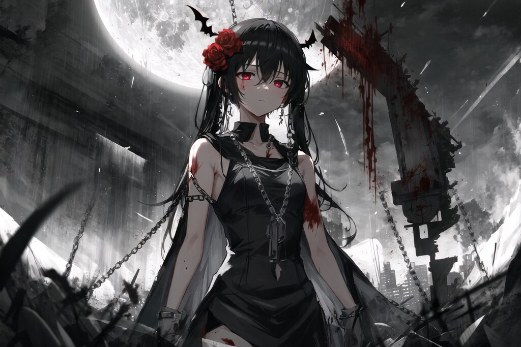 #06 コウモリと月 背景コレクション50チャレンジ