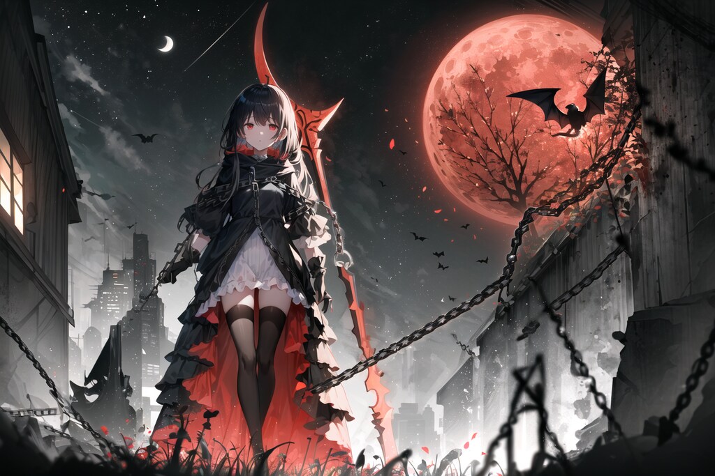 #06 コウモリと月 背景コレクション50チャレンジ