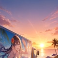 夕日の海岸を走る 3枚目