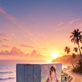 夕日の海岸を走る 2枚目