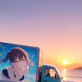夕日の海岸を走る 10枚目