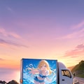 夕日の海岸を走る 8枚目
