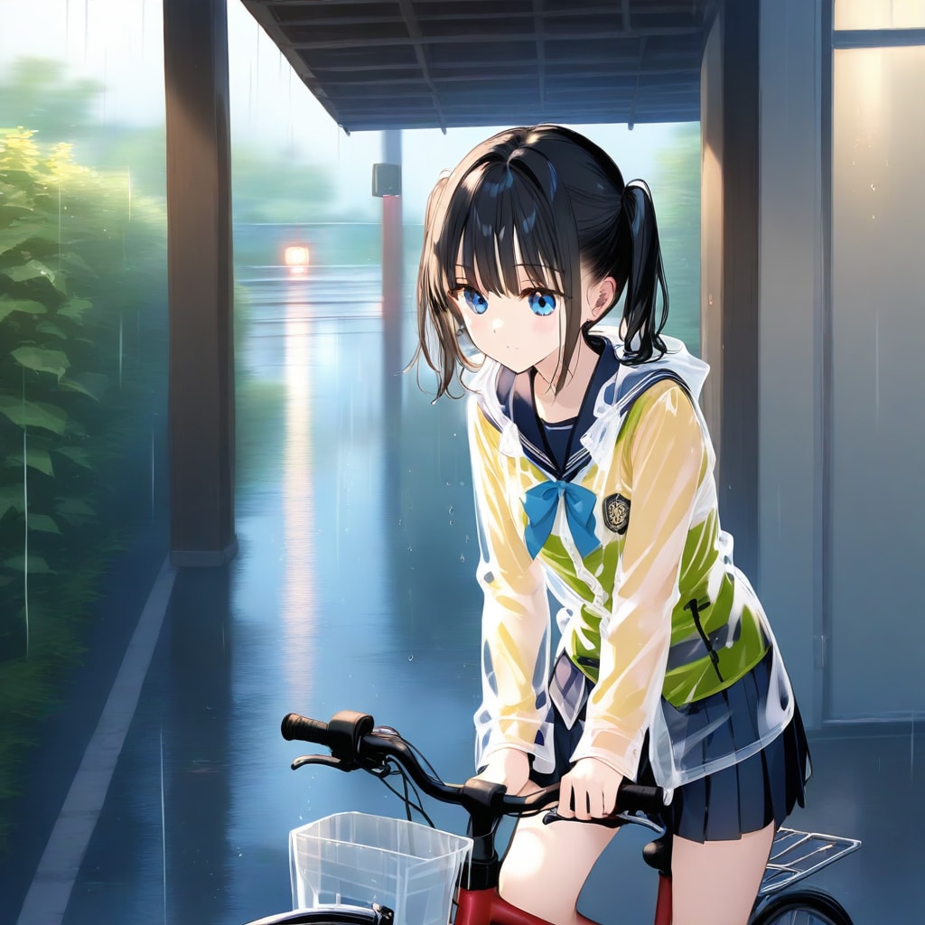 雨の日の自転車通学
