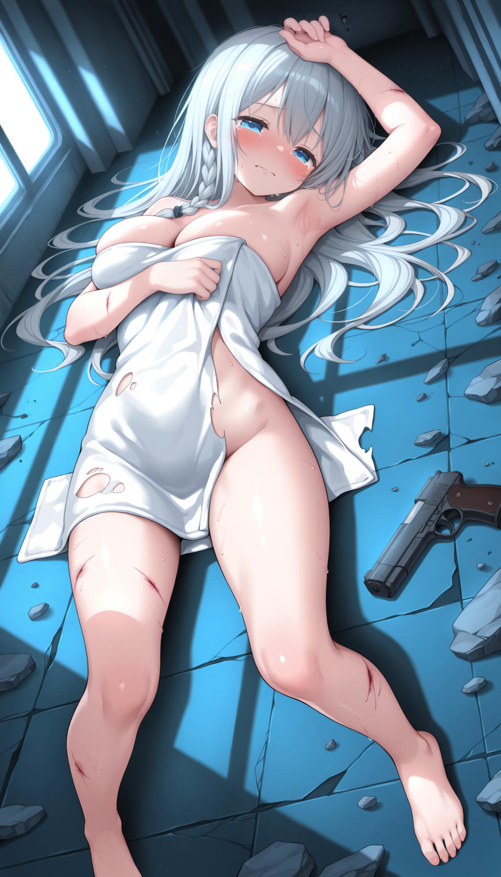 銀髪ちゃん・バスタオルアクション