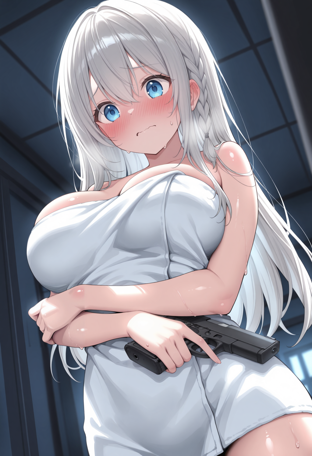 銀髪ちゃん・バスタオルアクション