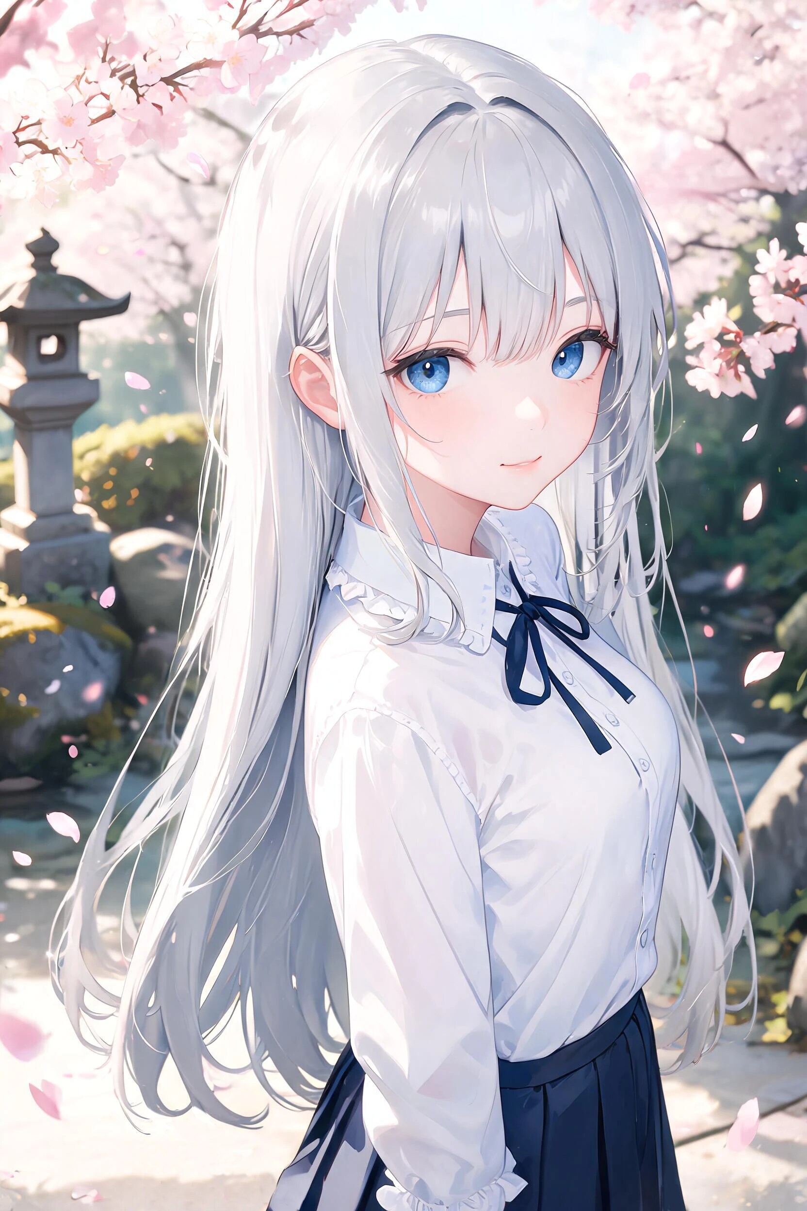 日本庭園の桜