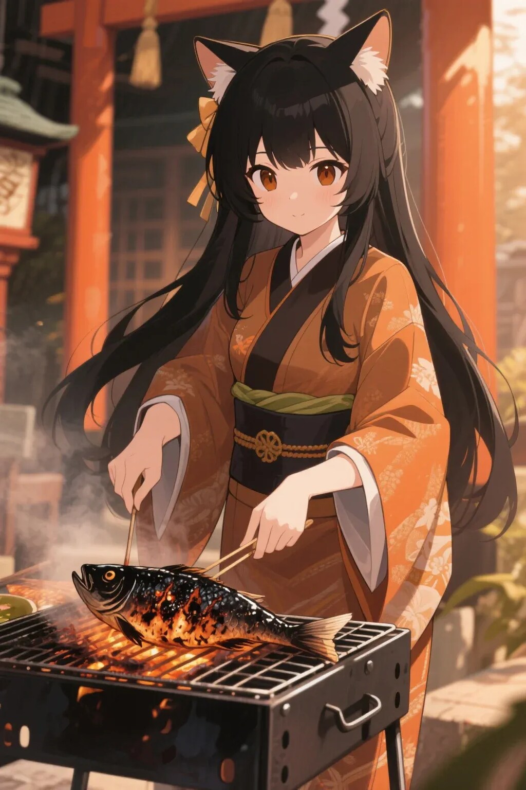 さかにゃを焼くさくらちゃん