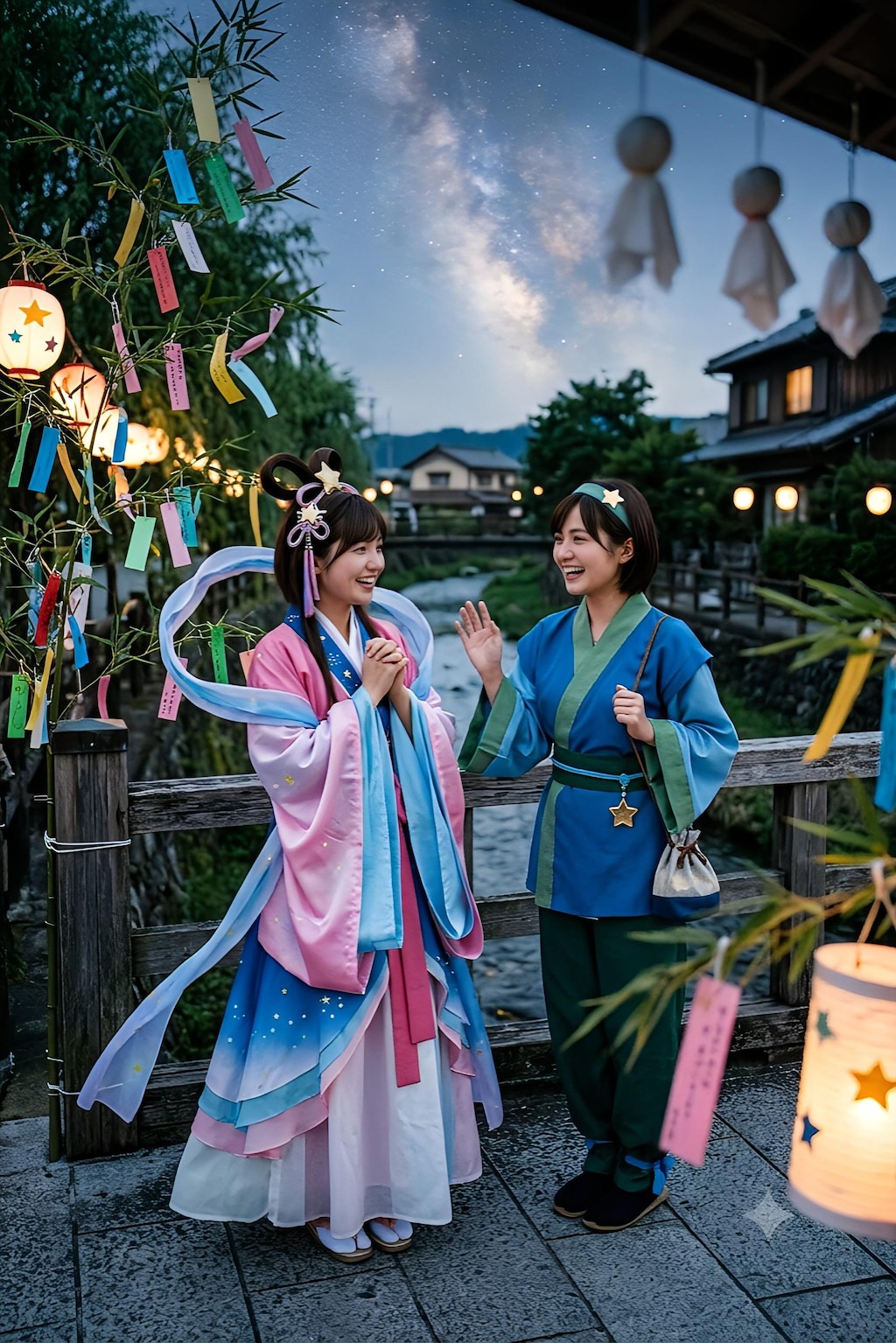 明日は七夕「久しぶり🥰」「浮気して無いよね？🤨」「も・勿論だよ😅」