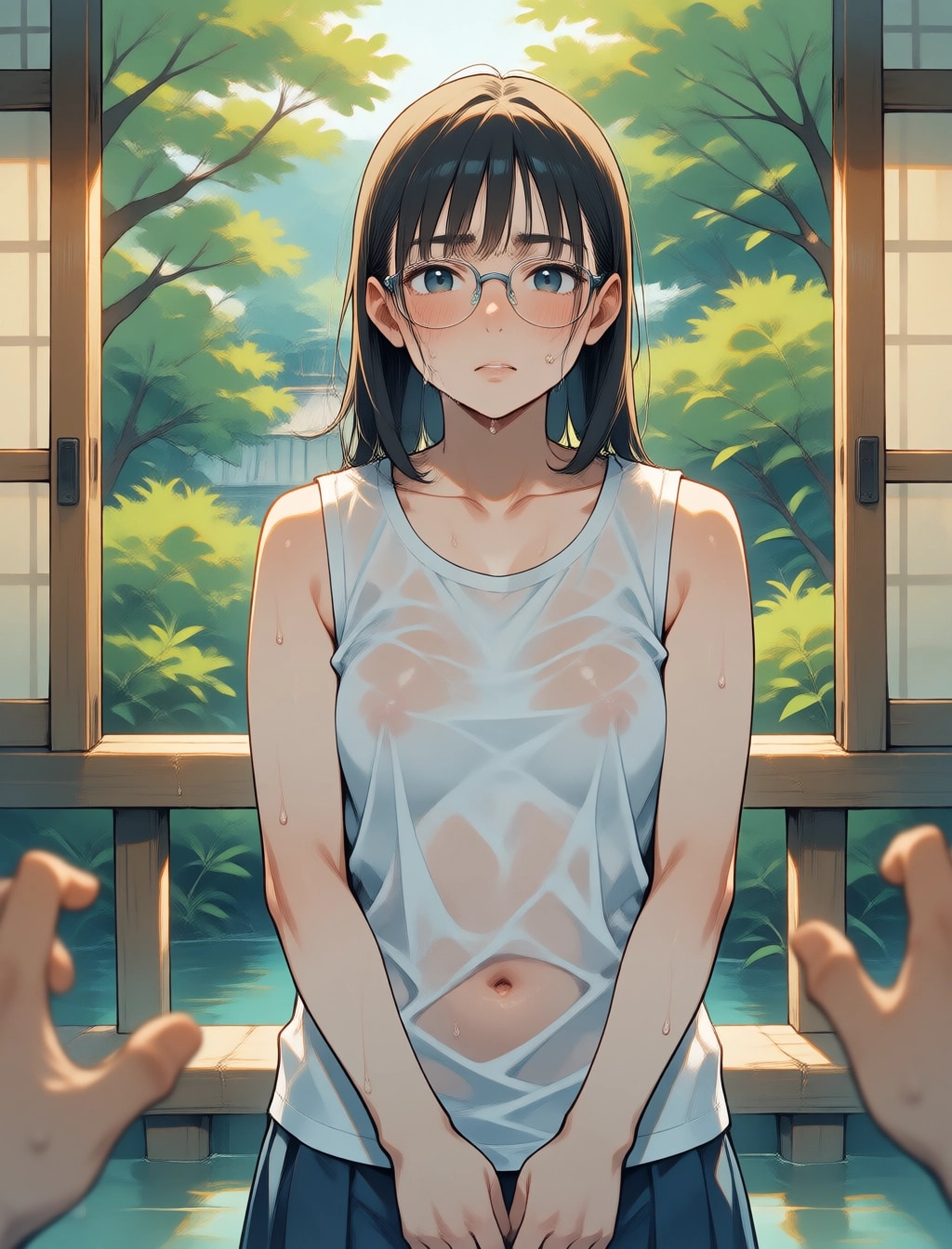 濡れた眼鏡っ子