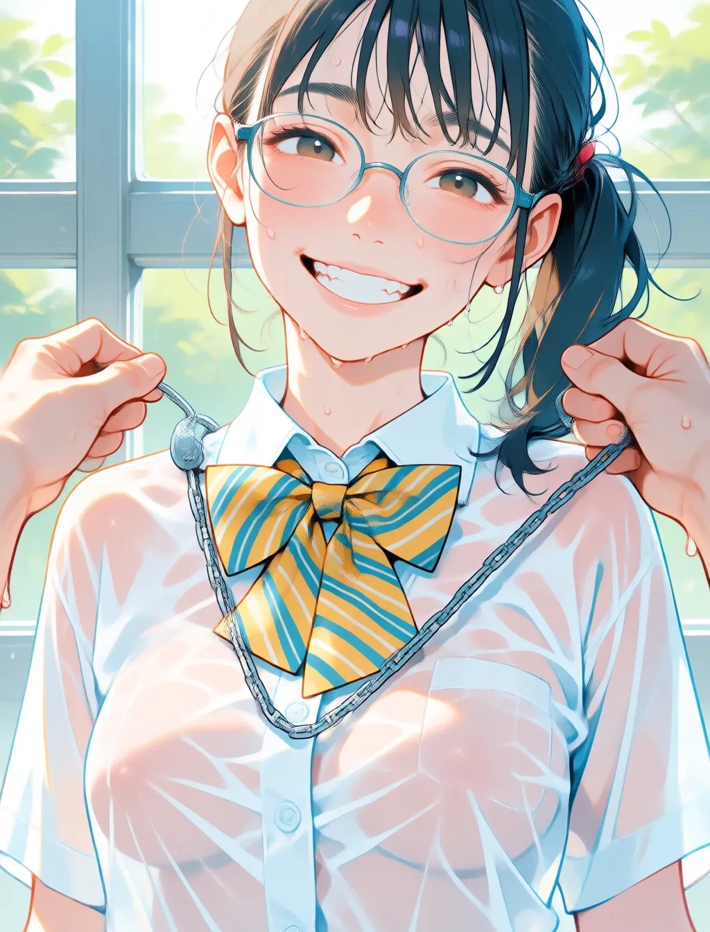 濡れた眼鏡っ子
