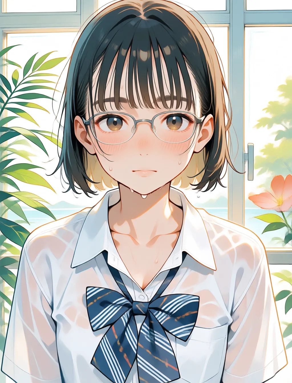 濡れた眼鏡っ子