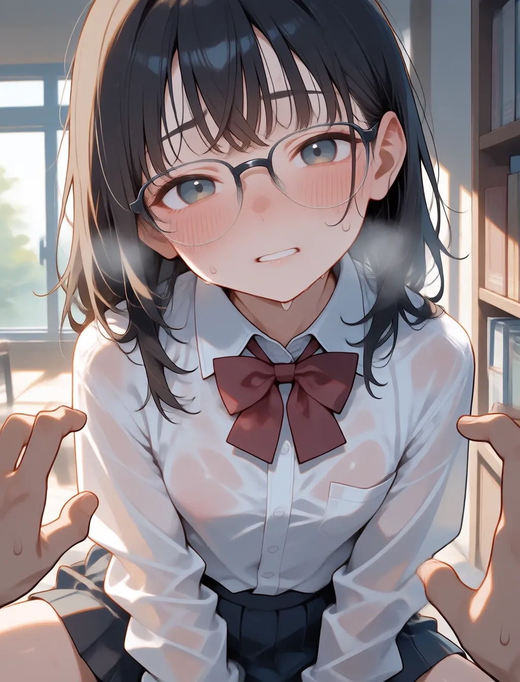 濡れた眼鏡っ子