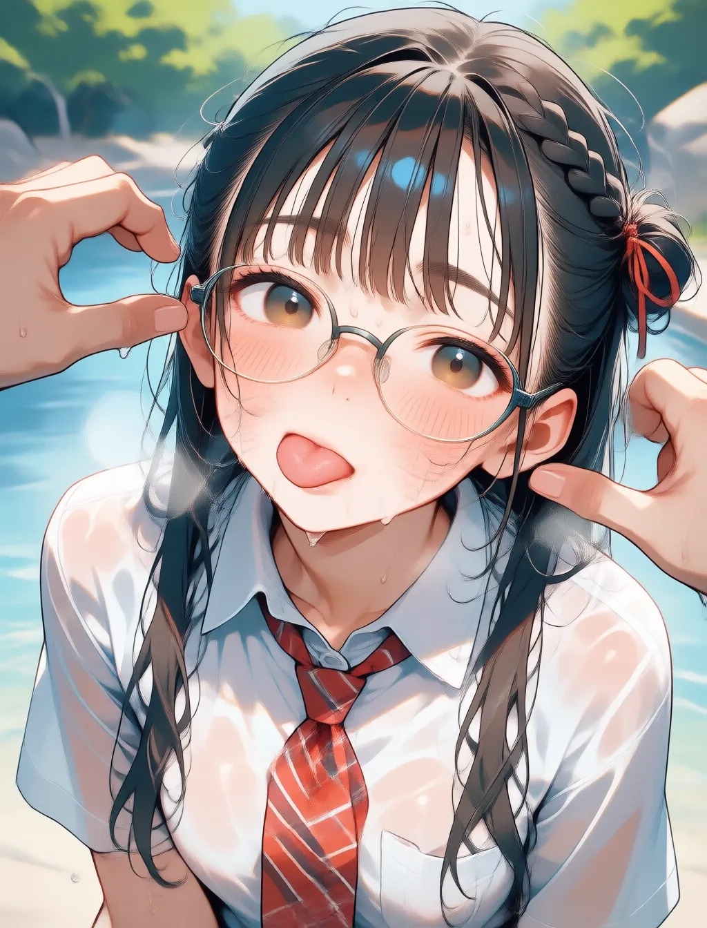 濡れた眼鏡っ子